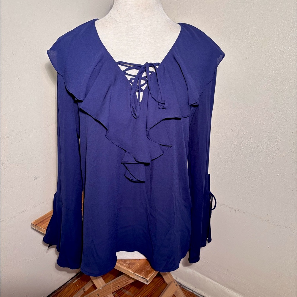 ECI Ruffle Front Chiffon Blouse